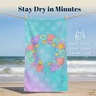 Glitter Mermaid Ocean Beach Towel Quick Dry Microfiber Summer Vacation Gift