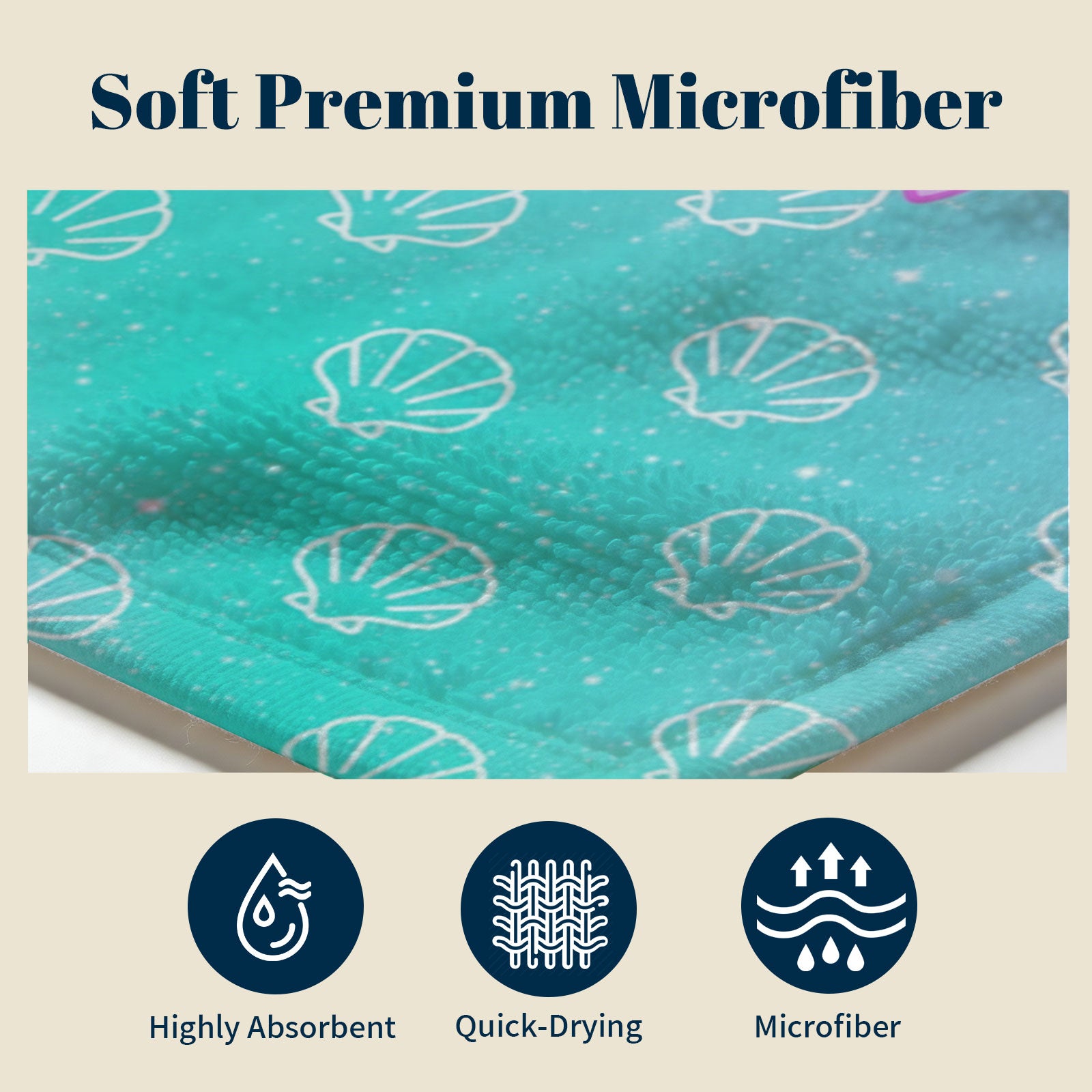 Glitter Mermaid Ocean Beach Towel Quick Dry Microfiber Summer Vacation Gift