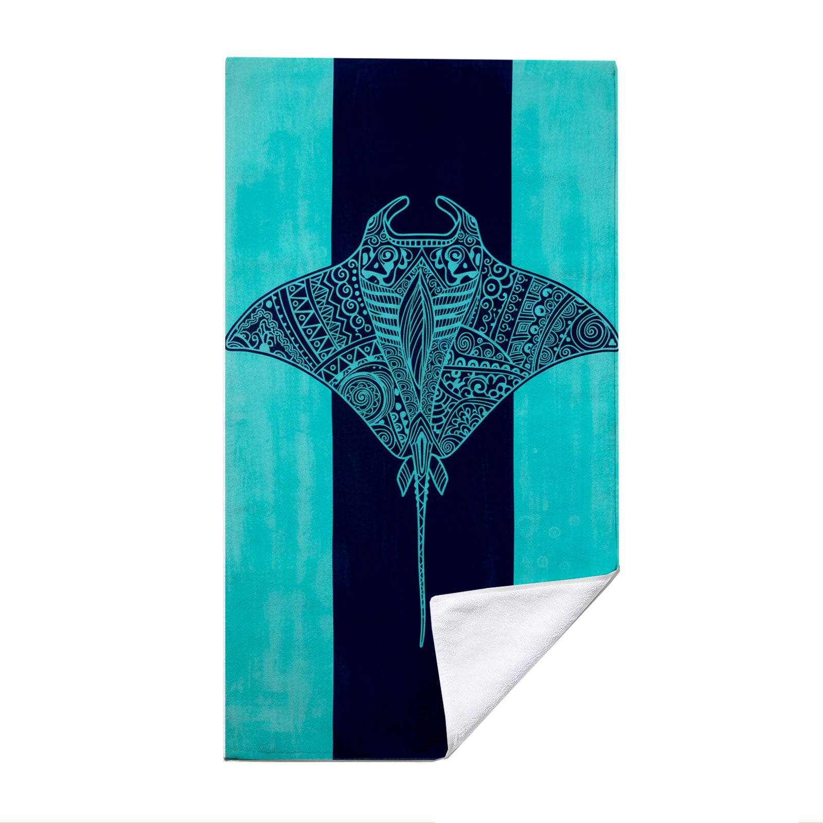 Turquoise Marine Life Beach Towel Quick Dry Microfiber Summer Vacation Gift