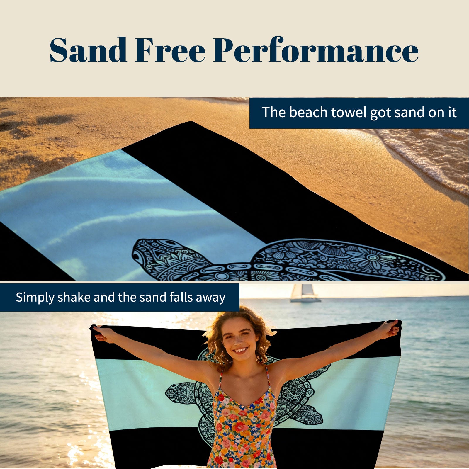 Monochrome Marine Mandala Beach Towel Quick Dry Microfiber Summer Vacation Gift