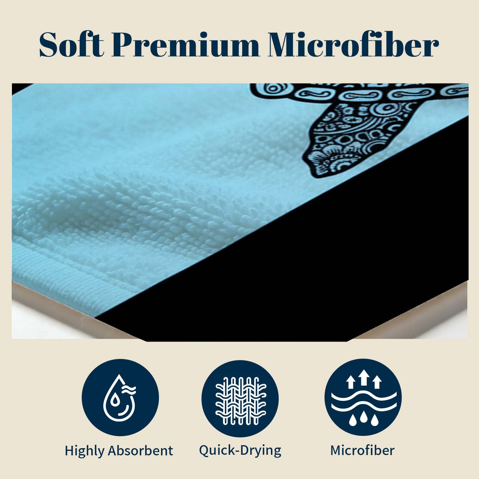 Monochrome Marine Mandala Beach Towel Quick Dry Microfiber Summer Vacation Gift