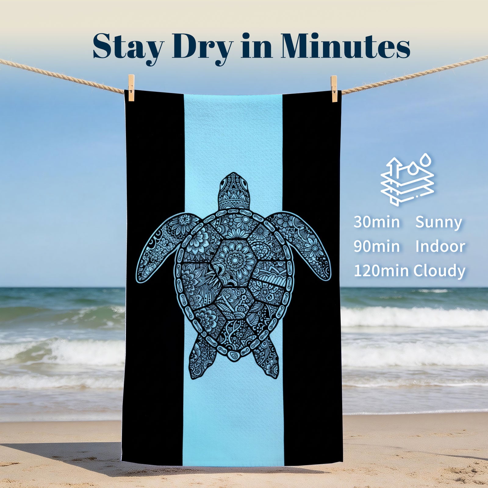 Monochrome Marine Mandala Beach Towel Quick Dry Microfiber Summer Vacation Gift
