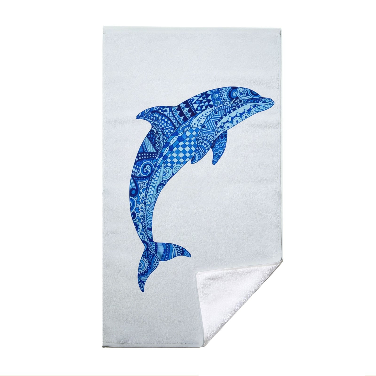 Tribal Geometric Beach Towel Blue Marine Life Quick Dry Microfiber Summer Gift