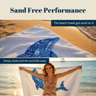 Tribal Geometric Beach Towel Blue Marine Life Quick Dry Microfiber Summer Gift