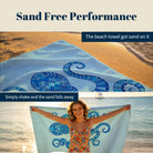 Tribal Geometric Beach Towel Blue Marine Life Quick Dry Microfiber Summer Gift