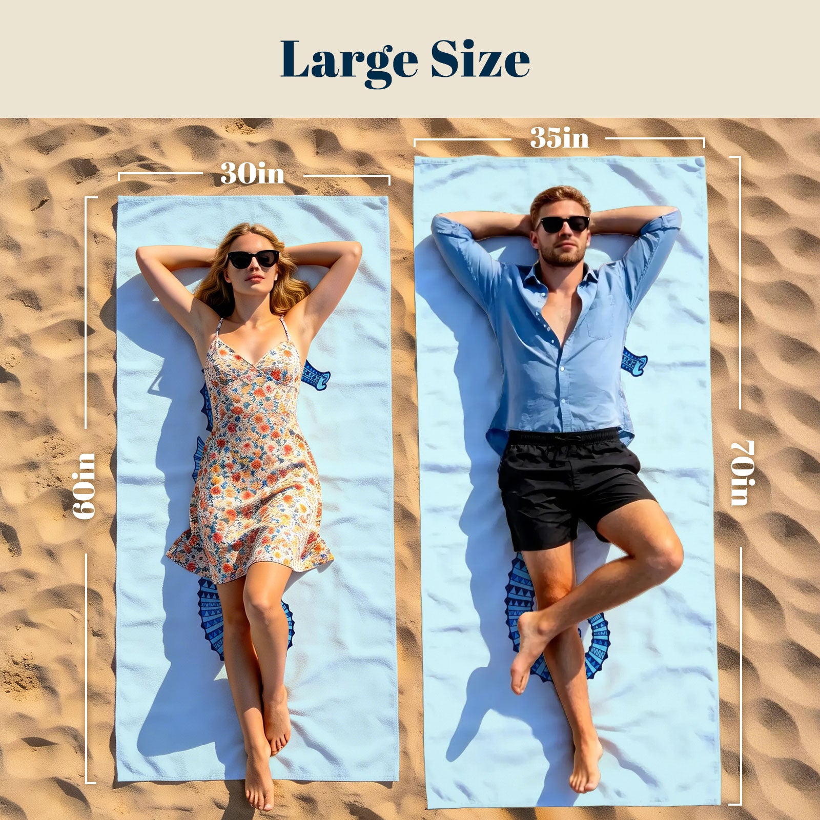 Tribal Geometric Beach Towel Blue Marine Life Quick Dry Microfiber Summer Gift