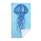Tribal Geometric Beach Towel Blue Marine Life Quick Dry Microfiber Summer Gift
