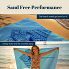 Tribal Geometric Beach Towel Blue Marine Life Quick Dry Microfiber Summer Gift