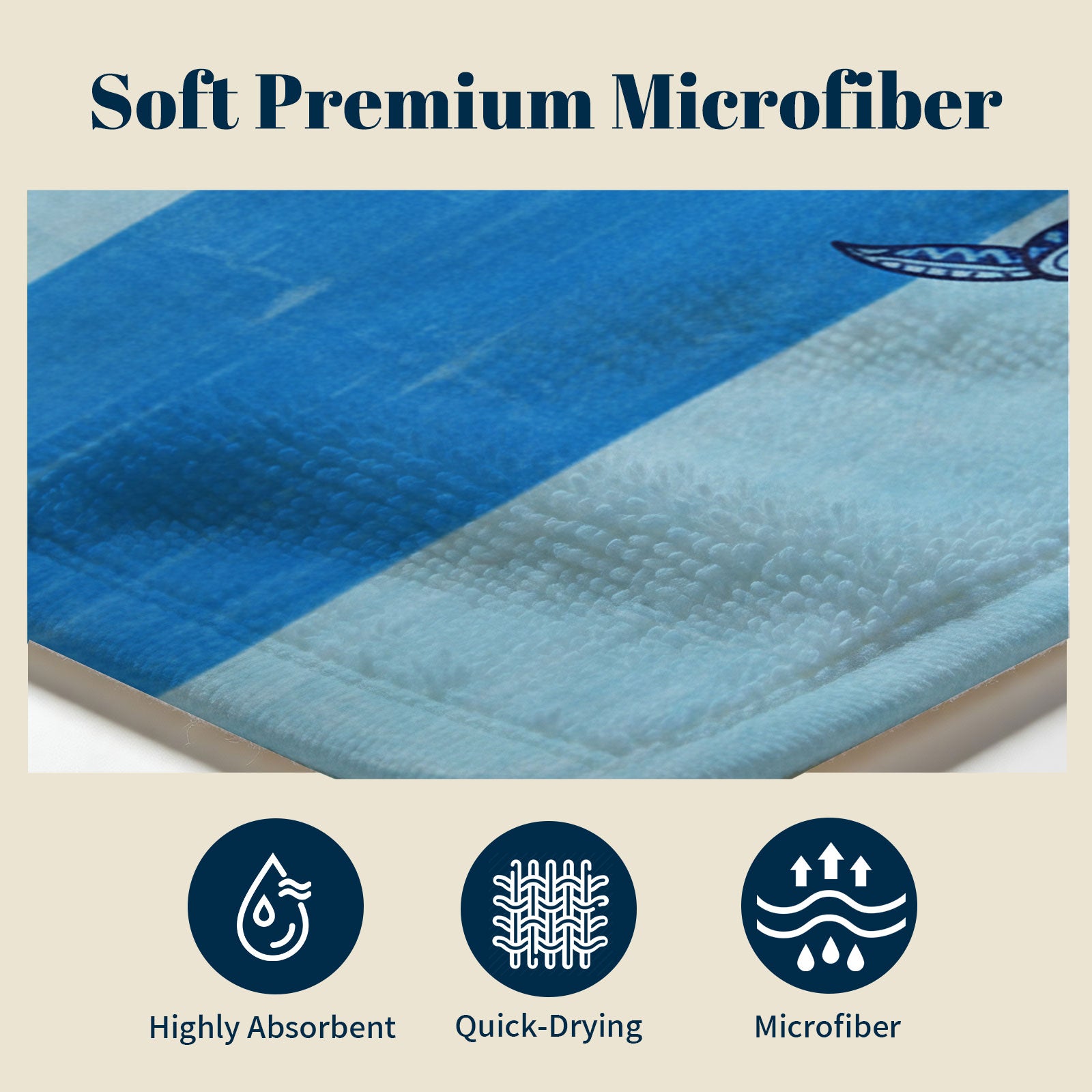 Tribal Geometric Beach Towel Blue Marine Life Quick Dry Microfiber Summer Gift