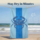 Tribal Geometric Beach Towel Blue Marine Life Quick Dry Microfiber Summer Gift
