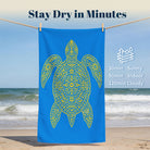 Blue Mandala Ocean Beach Towel Quick Dry Microfiber Summer Vacation Gift