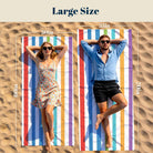 Colorful Striped Beach Towel Quick Dry Microfiber Summer Vacation Gift