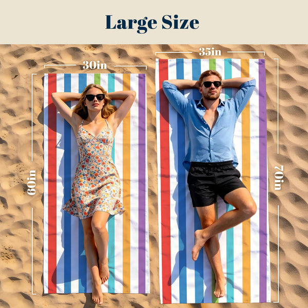 Colorful Striped Beach Towel Quick Dry Microfiber Summer Vacation Gift