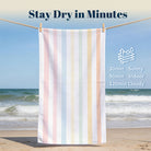 Colorful Striped Beach Towel Quick Dry Microfiber Summer Vacation Gift