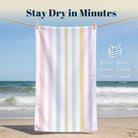 Colorful Striped Beach Towel Quick Dry Microfiber Summer Vacation Gift