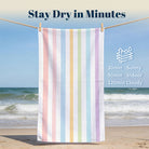 Colorful Striped Beach Towel Quick Dry Microfiber Summer Vacation Gift