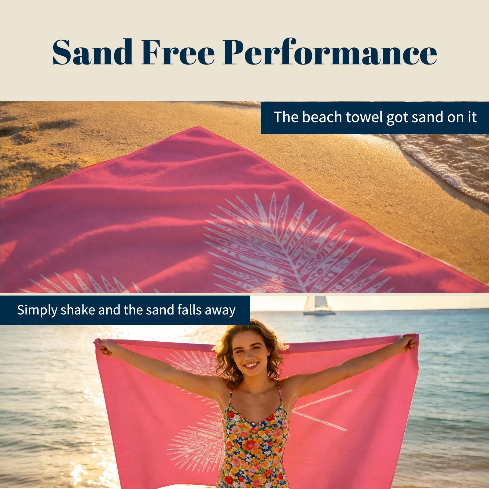 Pink Mandala Beach Towel White Line Art Quick Dry Summer Vacation Gift
