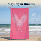 Pink Mandala Beach Towel White Line Art Quick Dry Summer Vacation Gift