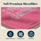 Pink Mandala Beach Towel White Line Art Quick Dry Summer Vacation Gift