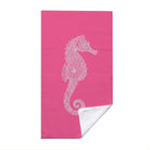 Pink Mandala Beach Towel White Line Art Quick Dry Summer Vacation Gift