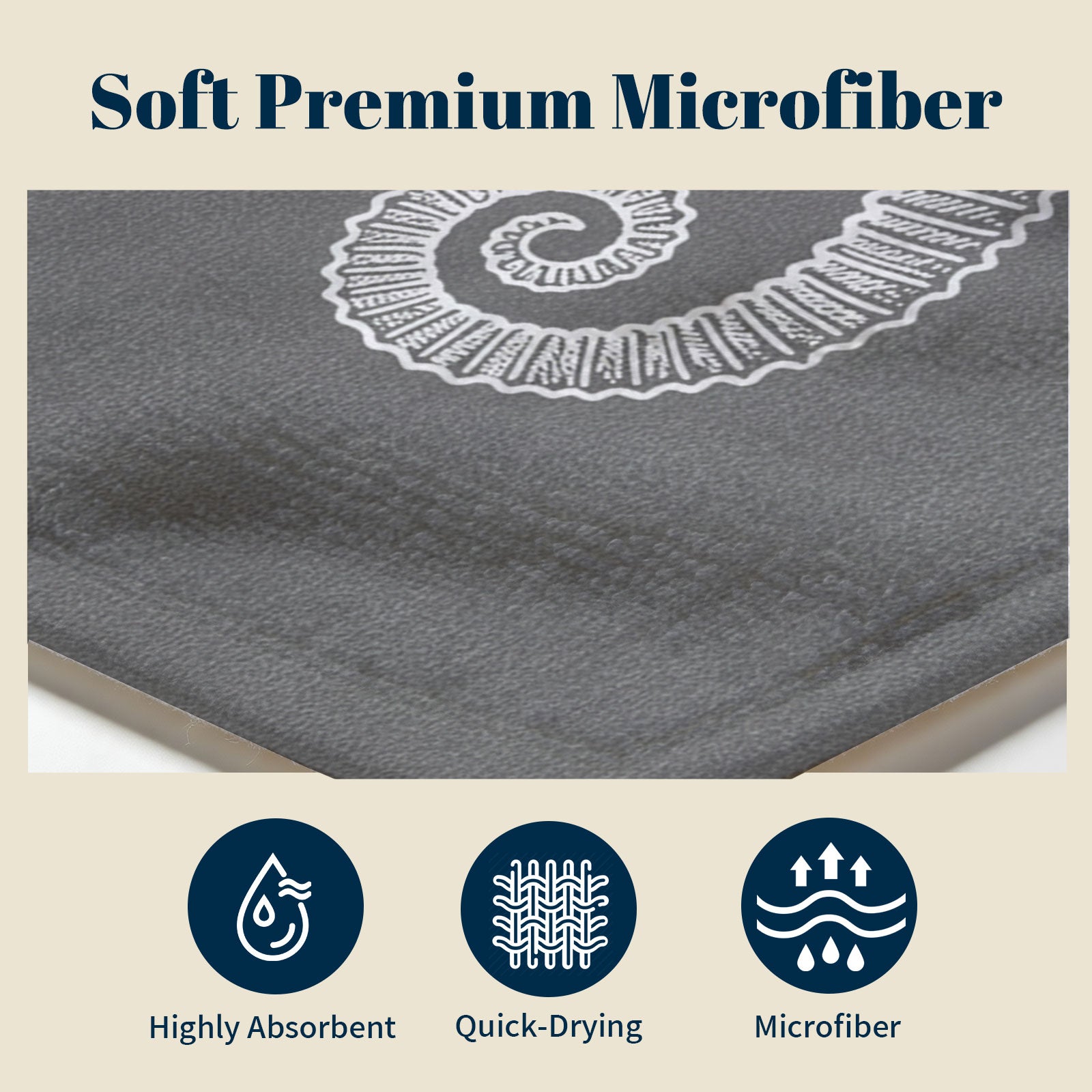 Vintage Nautical Beach Towel Etched Art Quick Dry Microfiber Summer Gift