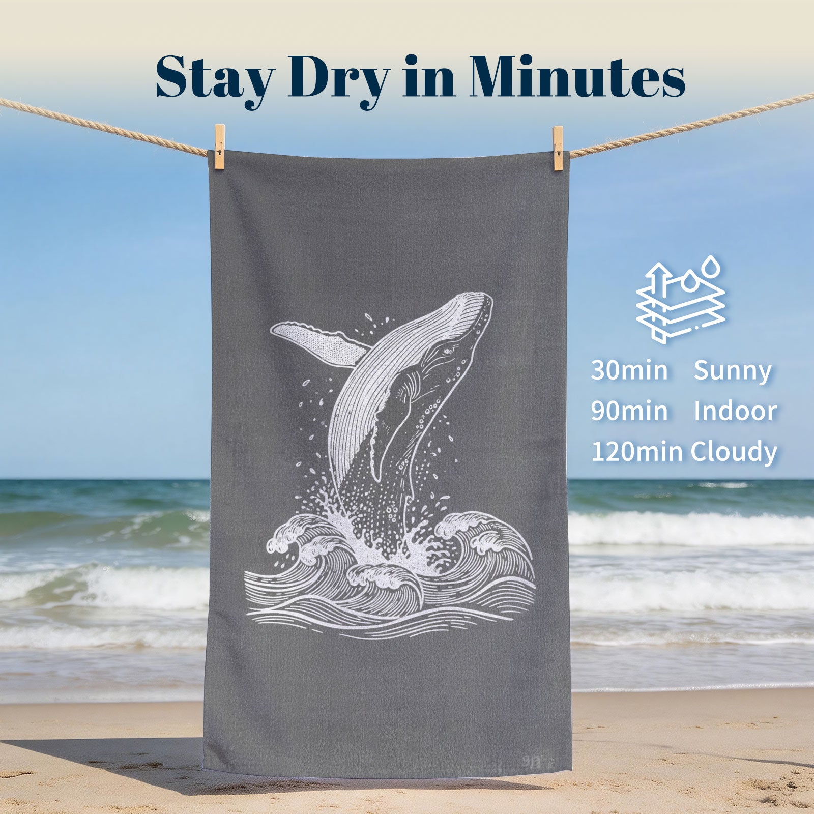 Vintage Nautical Beach Towel Etched Art Quick Dry Microfiber Summer Gift