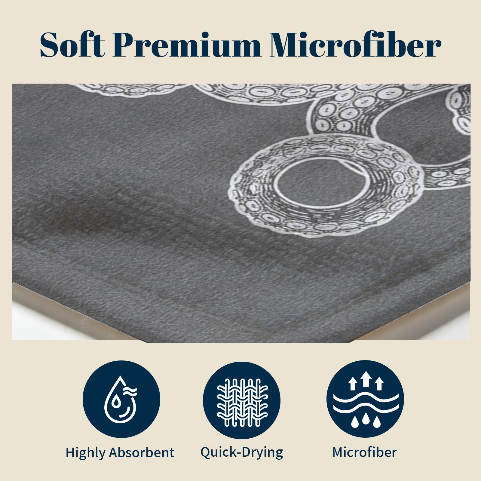 Vintage Nautical Beach Towel Etched Art Quick Dry Microfiber Summer Gift
