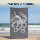 Vintage Nautical Beach Towel Etched Art Quick Dry Microfiber Summer Gift