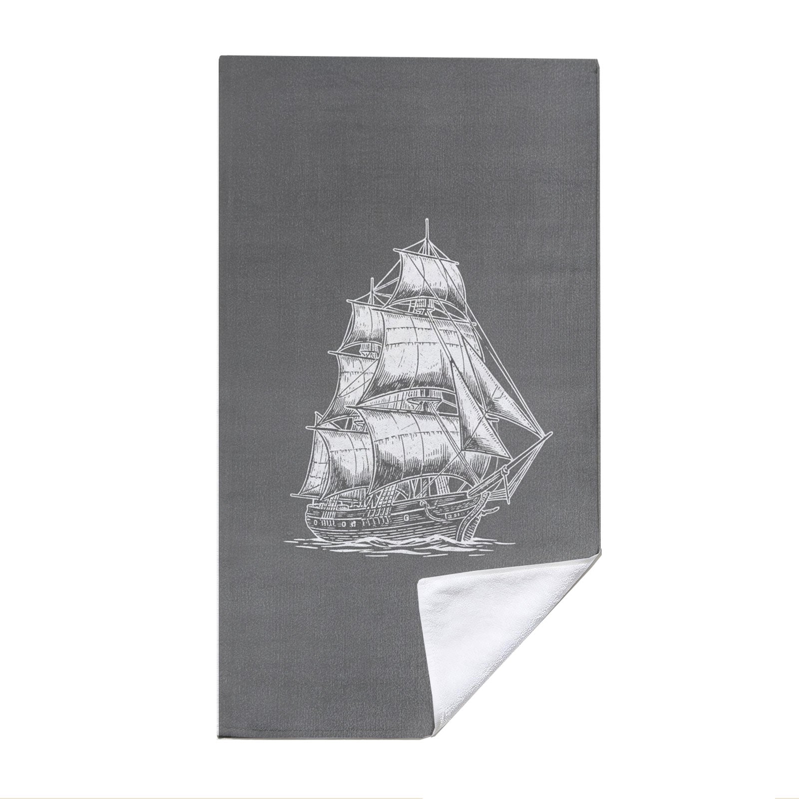 Vintage Nautical Beach Towel Etched Art Quick Dry Microfiber Summer Gift