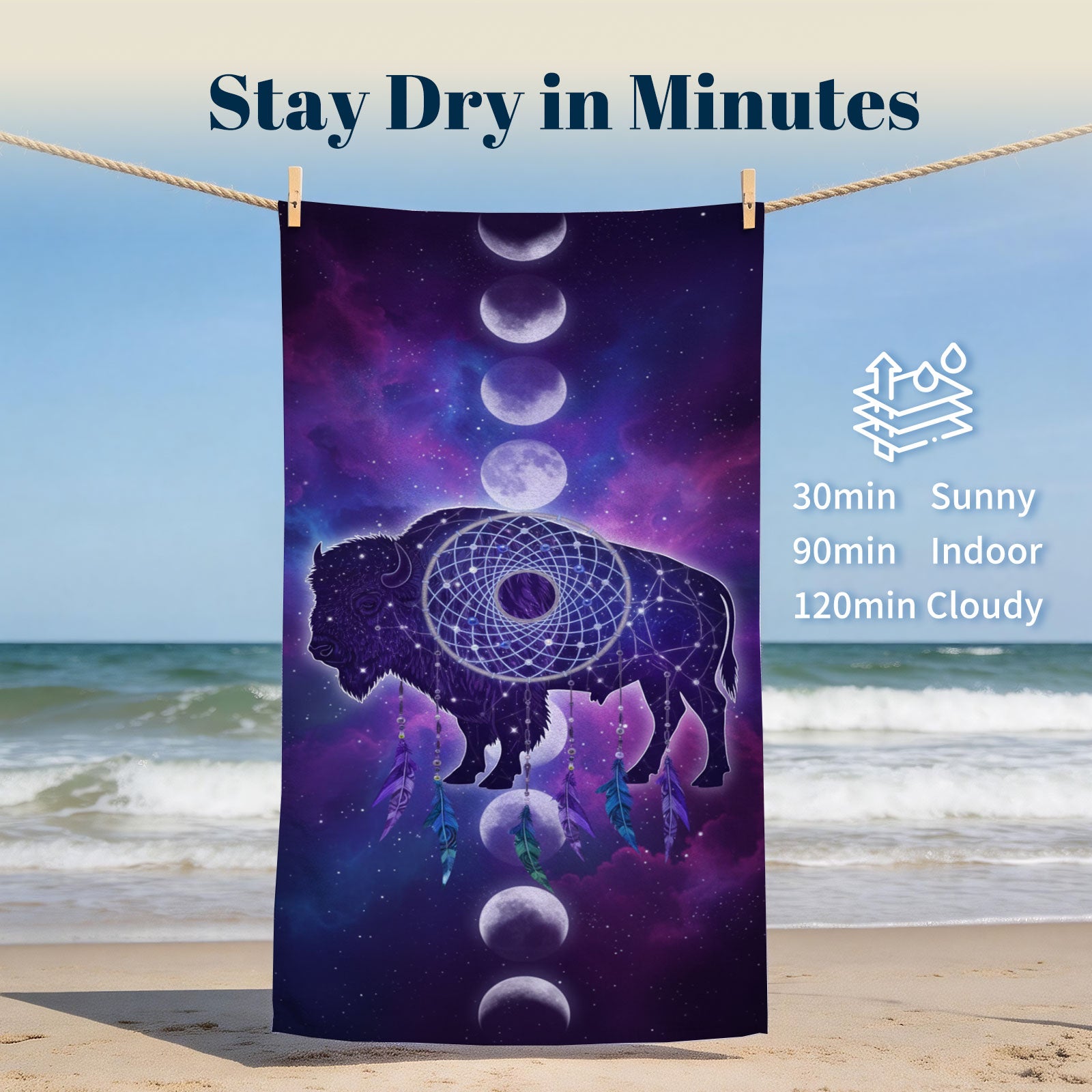 Mystical Cosmic Animal Beach Towel Quick Dry Spiritual Gift