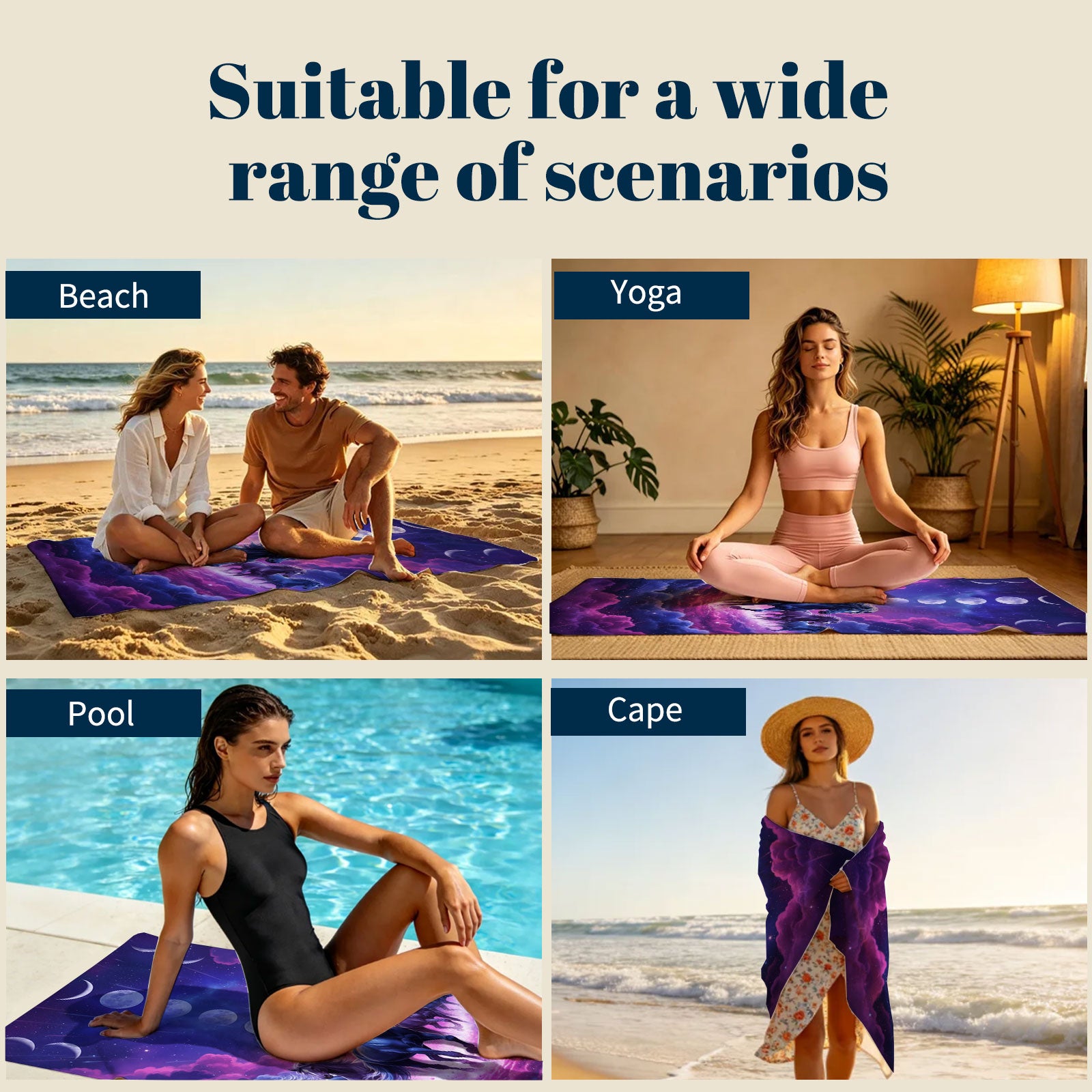 Mystical Cosmic Animal Beach Towel Quick Dry Spiritual Gift