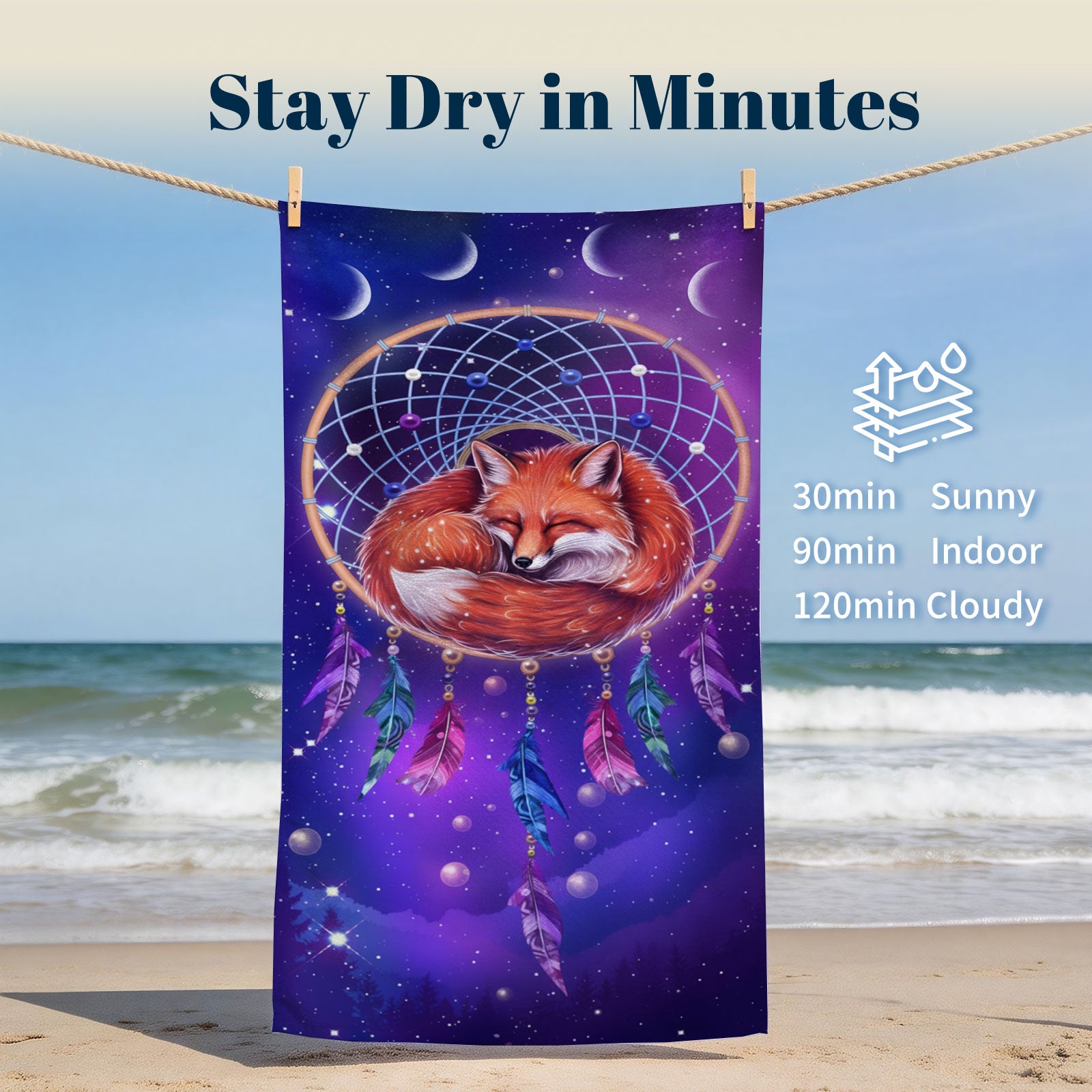 Mystical Cosmic Animal Beach Towel Quick Dry Spiritual Gift