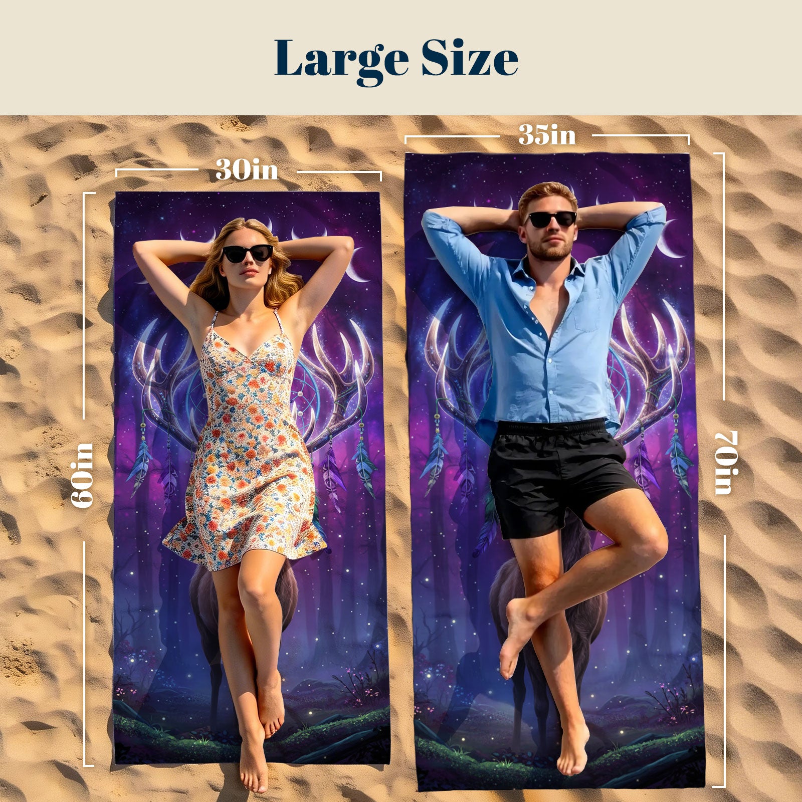 Mystical Cosmic Animal Beach Towel Quick Dry Spiritual Gift