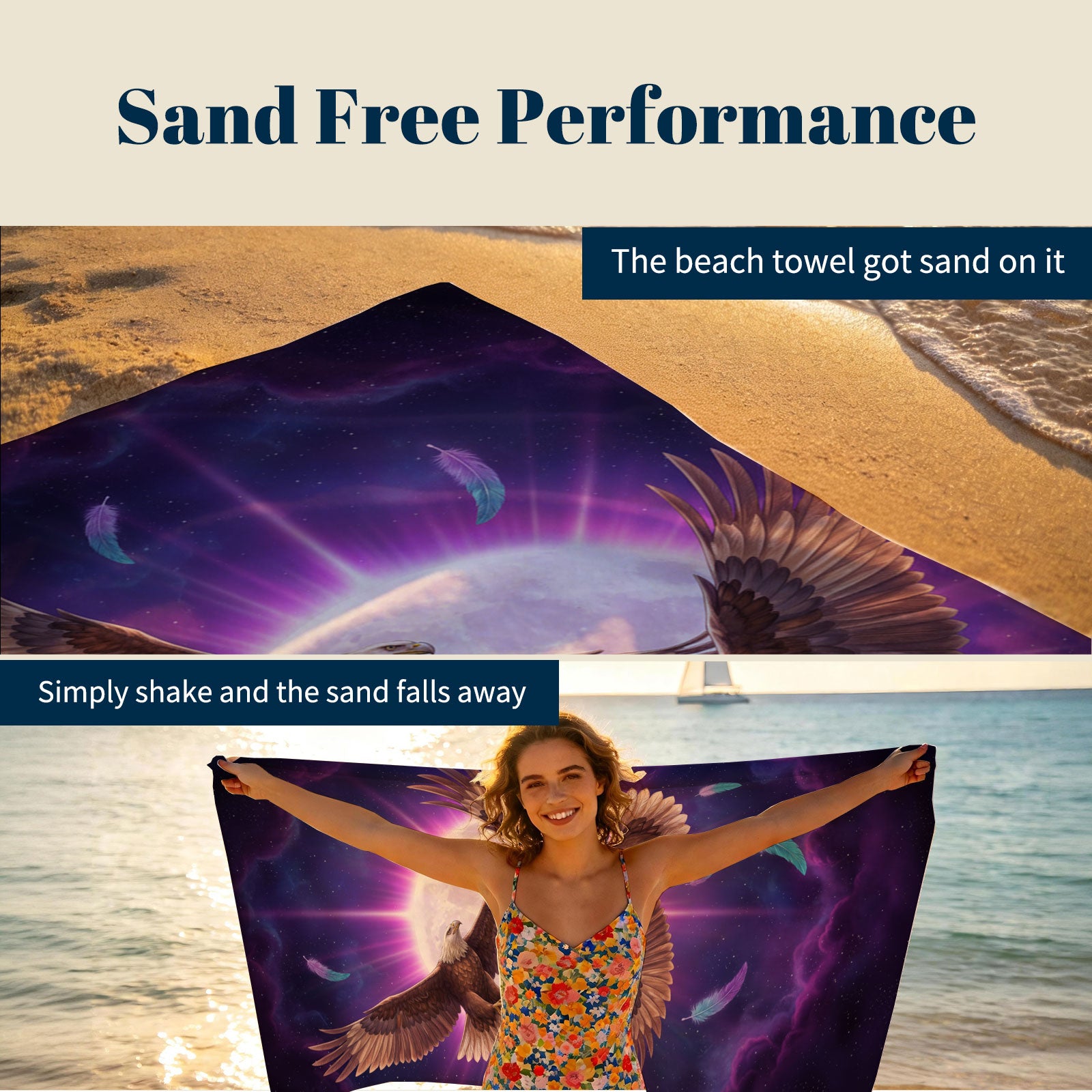 Mystical Cosmic Animal Beach Towel Quick Dry Spiritual Gift