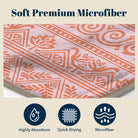 Coral Boho Mandala Beach Towel Peach Line Art Quick Dry Summer Gift