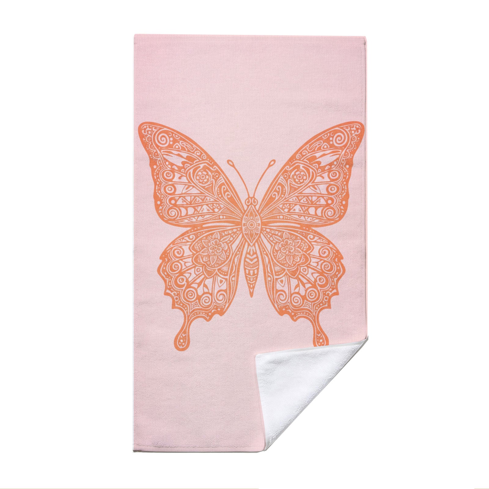 Coral Boho Mandala Beach Towel Peach Line Art Quick Dry Summer Gift