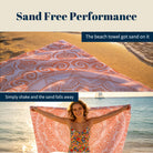 Coral Boho Mandala Beach Towel Peach Line Art Quick Dry Summer Gift