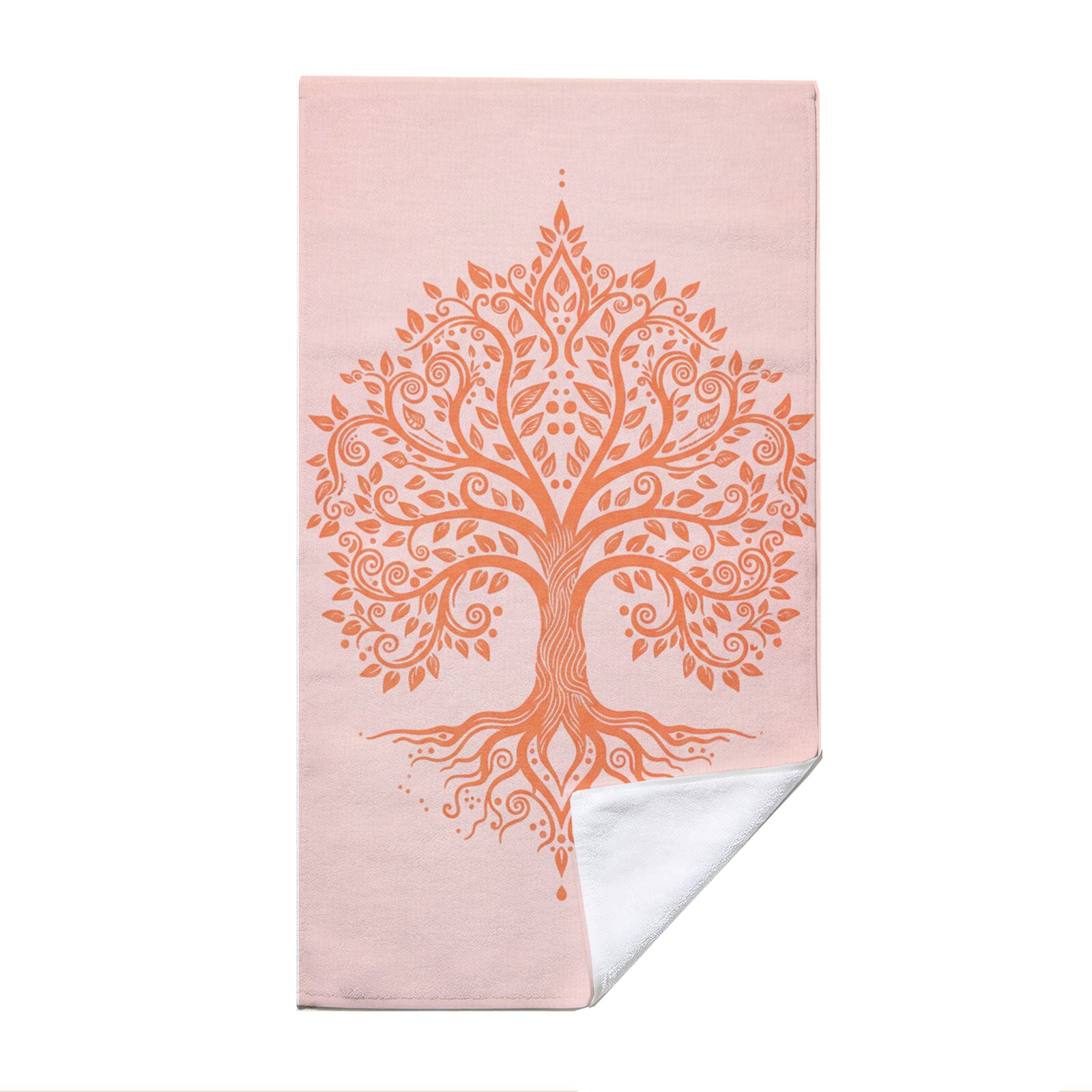 Coral Boho Mandala Beach Towel Peach Line Art Quick Dry Summer Gift