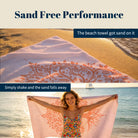 Coral Boho Mandala Beach Towel Peach Line Art Quick Dry Summer Gift