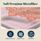 Coral Boho Mandala Beach Towel Peach Line Art Quick Dry Summer Gift