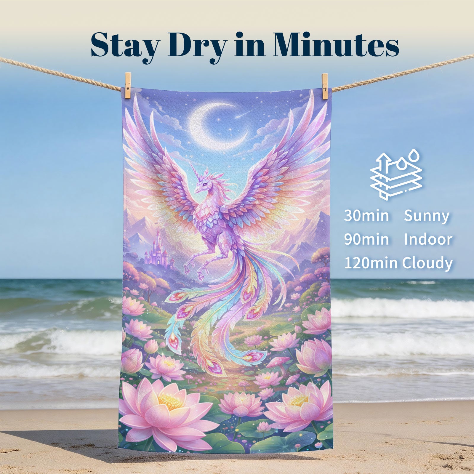 Dreamy Magic Beach Towel Fairy Tale Soft Quick Dry Summer Vacation Gift