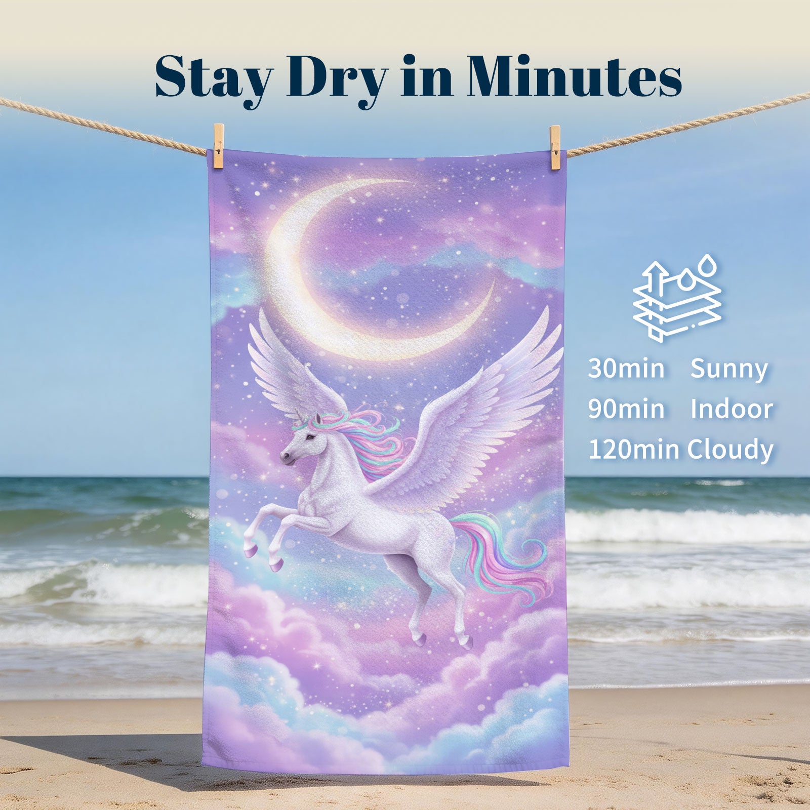 Dreamy Magic Beach Towel Fairy Tale Soft Quick Dry Summer Vacation Gift