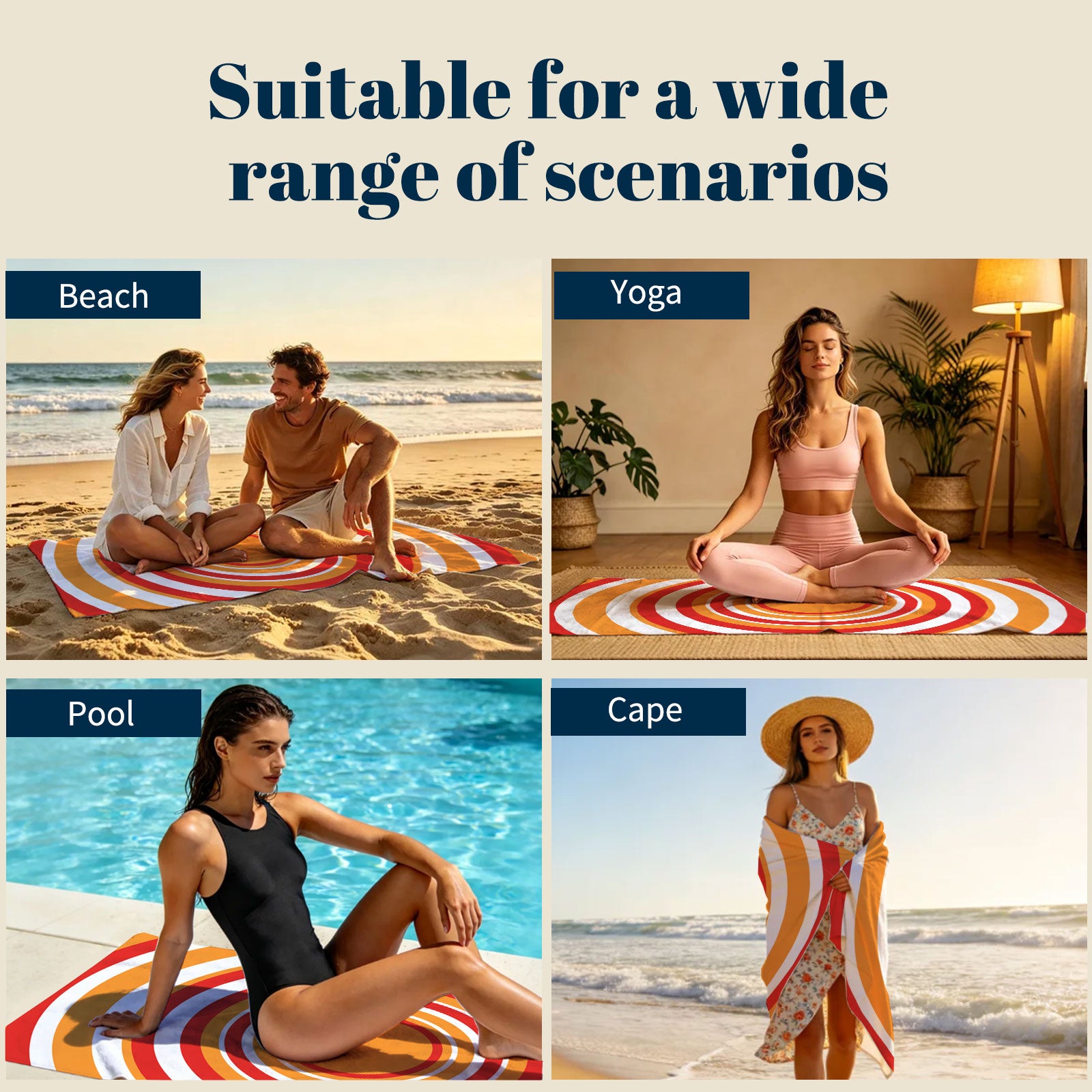 Retro Geometric Beach Towel Quick Dry Microfiber Summer Vacation Gift