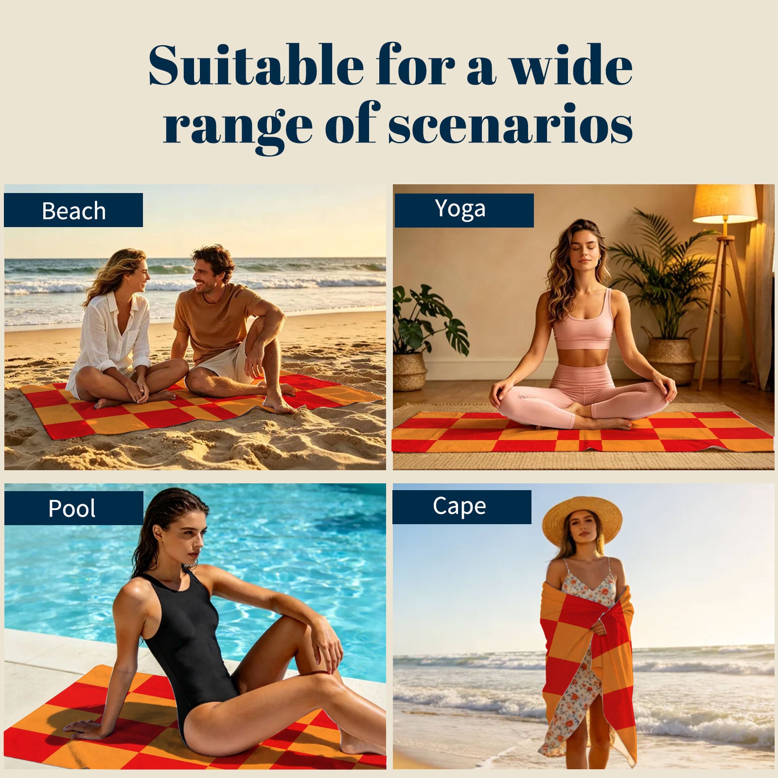 Retro Geometric Beach Towel Quick Dry Microfiber Summer Vacation Gift