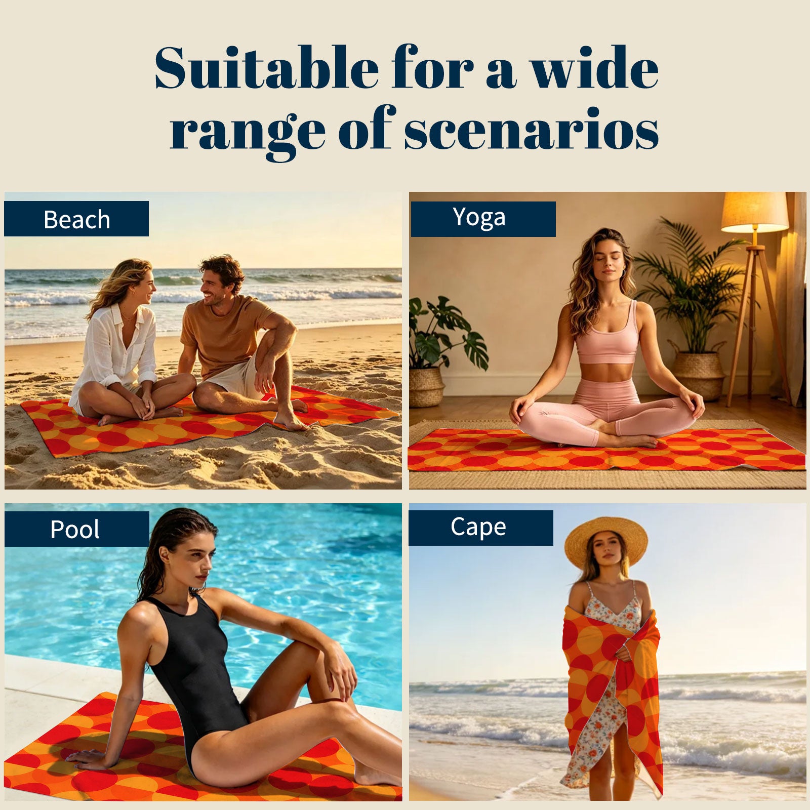 Retro Geometric Beach Towel Quick Dry Microfiber Summer Vacation Gift