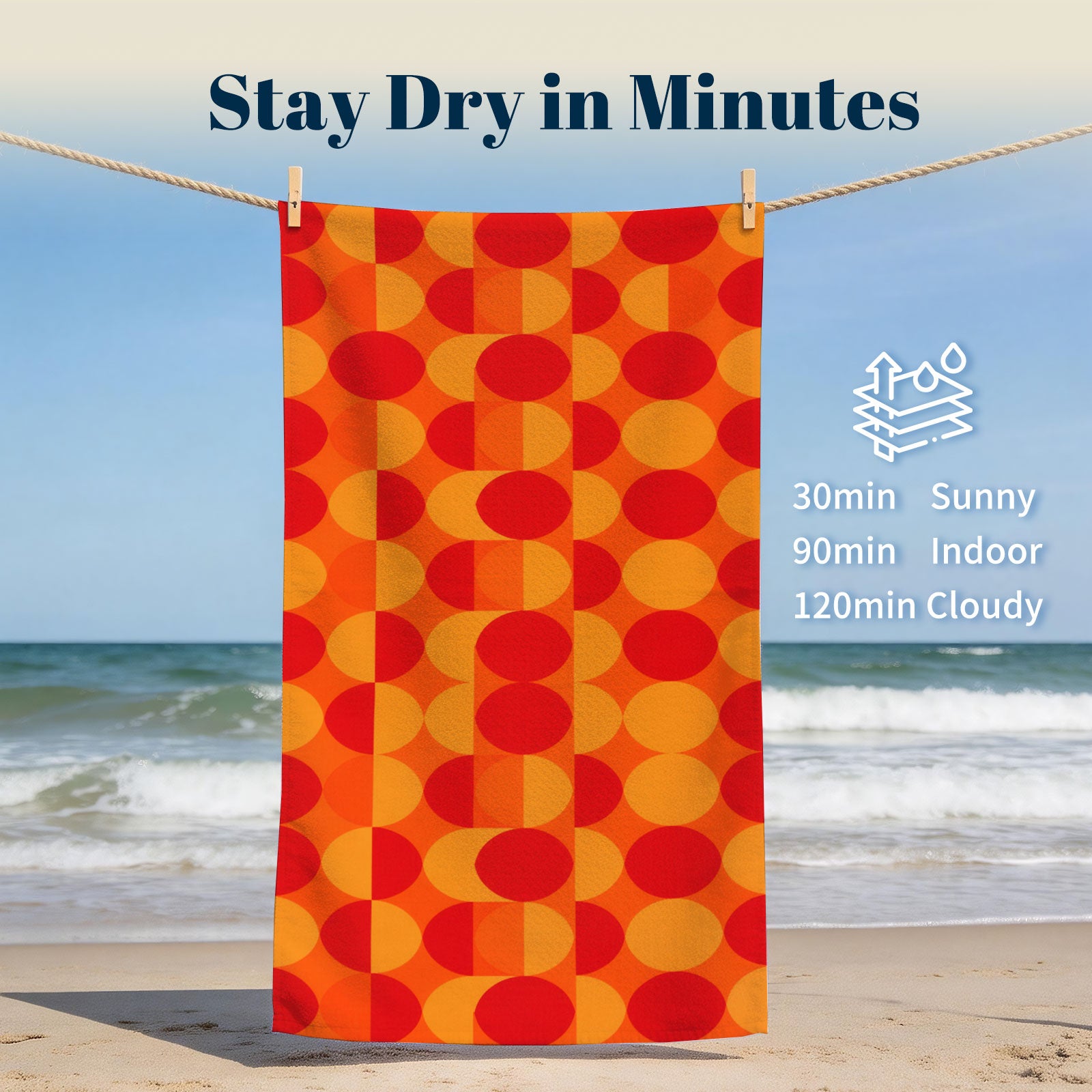 Retro Geometric Beach Towel Quick Dry Microfiber Summer Vacation Gift
