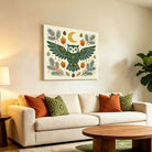 Geometric Folk Art Animal Framed Canvas Wall Art Rustic Boho Decor