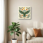 Geometric Folk Art Animal Framed Canvas Wall Art Rustic Boho Decor