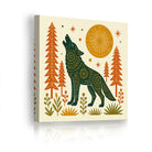 Geometric Folk Art Animal Framed Canvas Wall Art Rustic Boho Decor