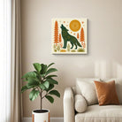 Geometric Folk Art Animal Framed Canvas Wall Art Rustic Boho Decor